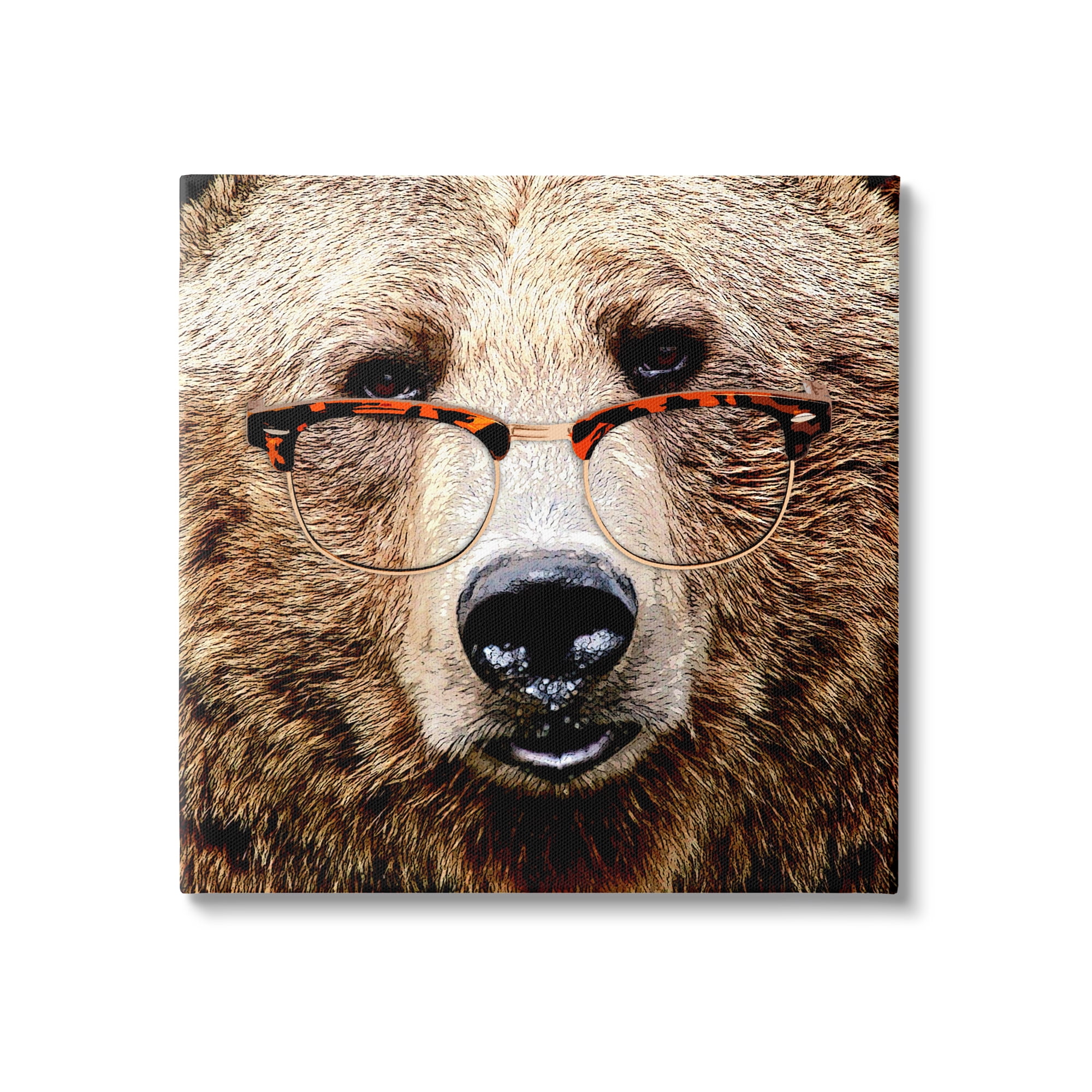 Stupell Wildlife Grizzly Bear Glasses Animals & Insects Painting Gallery Wrapped Canvas Print Wall Art