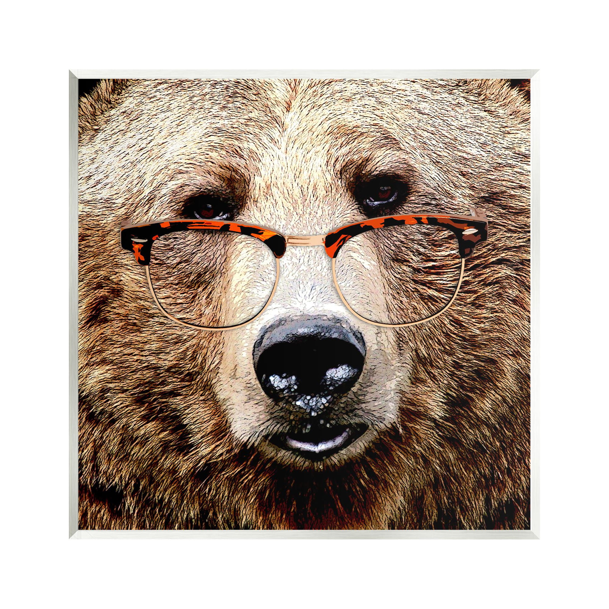 Stupell Wildlife Grizzly Bear Glasses Animals & Insects Painting Wall Plaque Unframed Art Print Wall Art