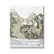Stupell Wildlife Mountain Peaks Nature Landscape Painting Gallery Wrapped Canvas Print Wall Art