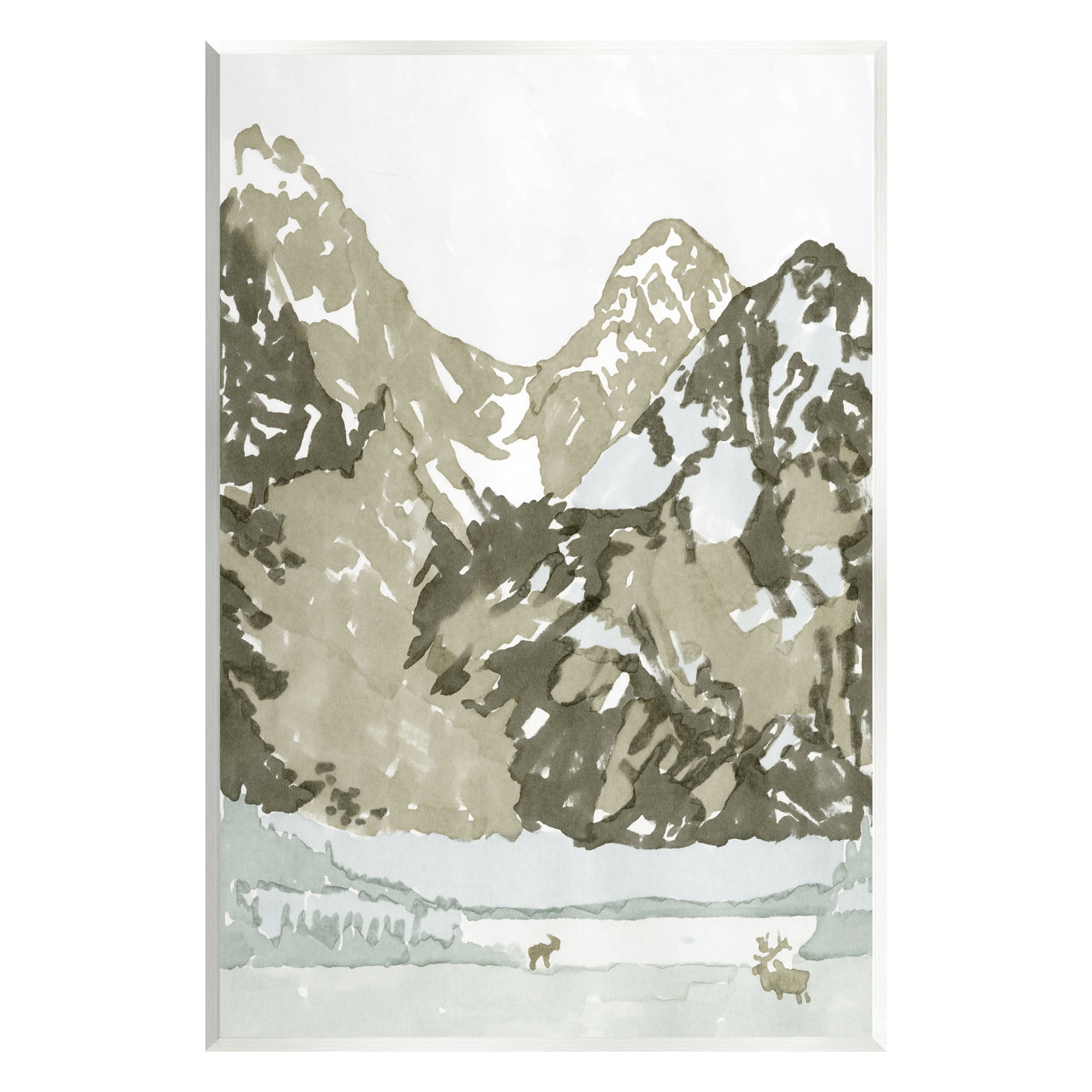 Stupell Wildlife Mountain Peaks Nature Landscape Painting Wall Plaque Unframed Art Print Wall Art