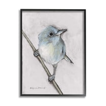 Stupell Wildlife Perched Bird Painting Animals & Insects Painting Black Framed Art Print Wall Art