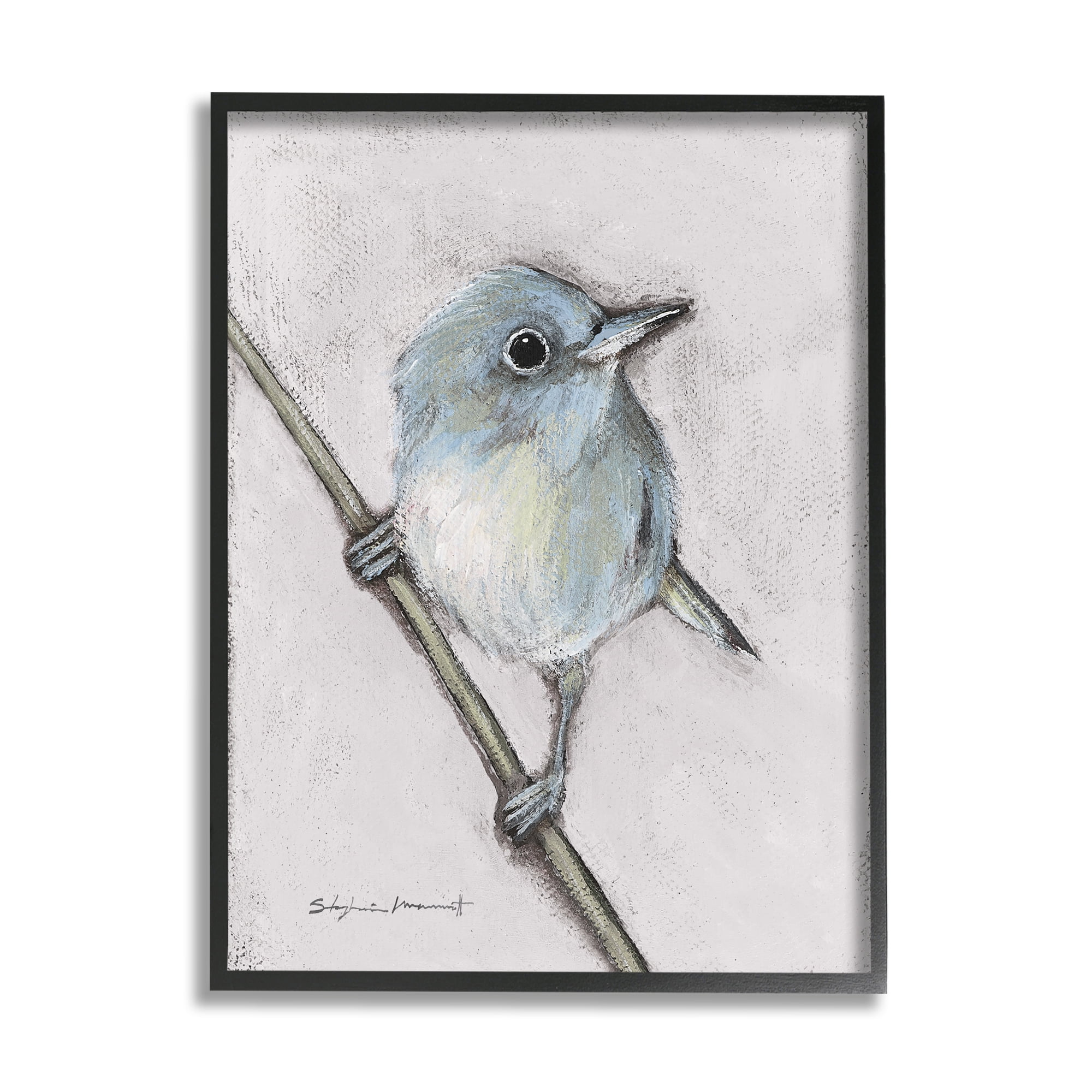 Stupell Wildlife Perched Bird Painting Animals & Insects Painting Black Framed Art Print Wall Art