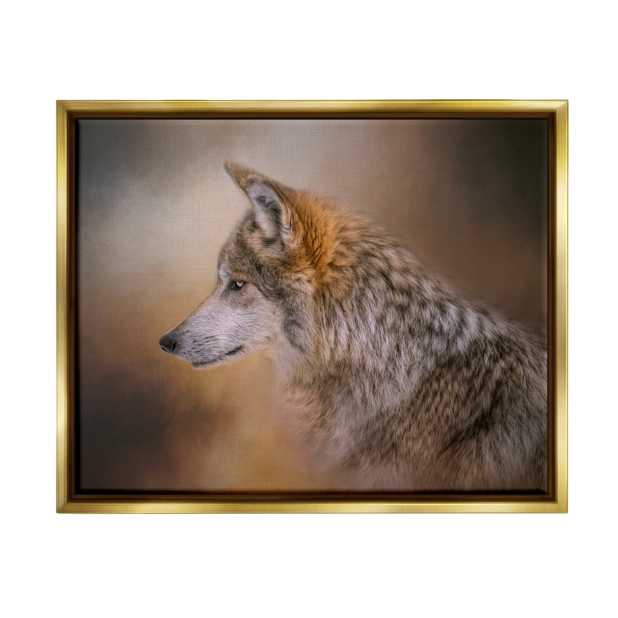 Stupell Wildlife Wolf Portrait Photography Animals & Insects Photography Gold Floater Framed Art Print Wall Art