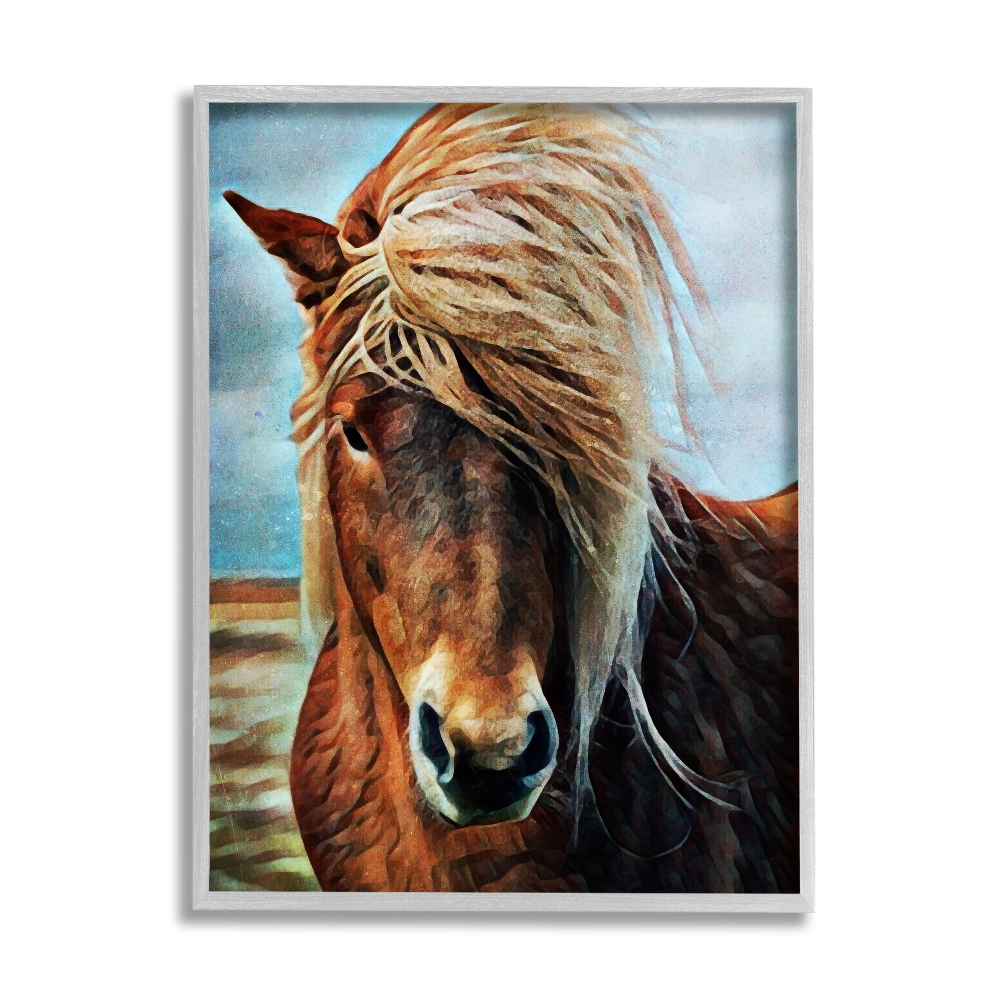 Stupell Windblown Mane Country Horse Animals & Insects Painting Gray Framed Art Print Wall Art