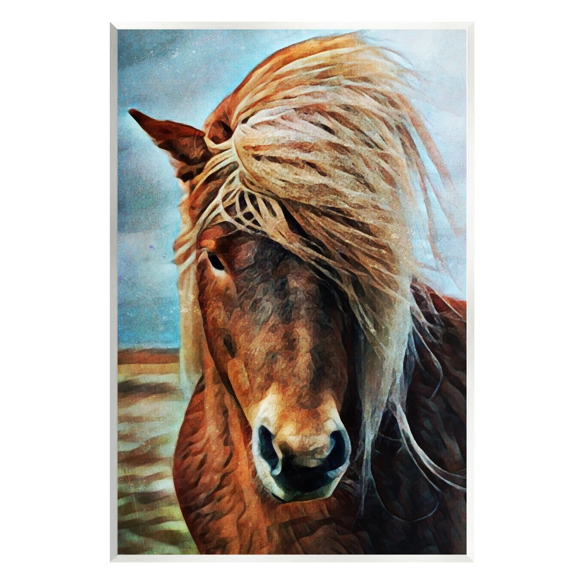 Stupell Windblown Mane Country Horse Animals & Insects Painting Wall Plaque Unframed Art Print Wall Art