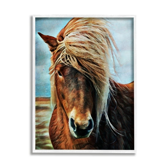 Stupell Windblown Mane Country Horse Animals & Insects Painting White Framed Art Print Wall Art