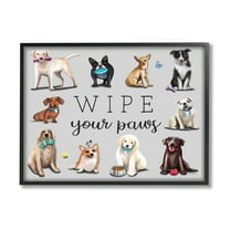 Stupell Wipe Your Paws Pet Dog Phrase Animals & Insects Painting Black Framed Art Print Wall Art