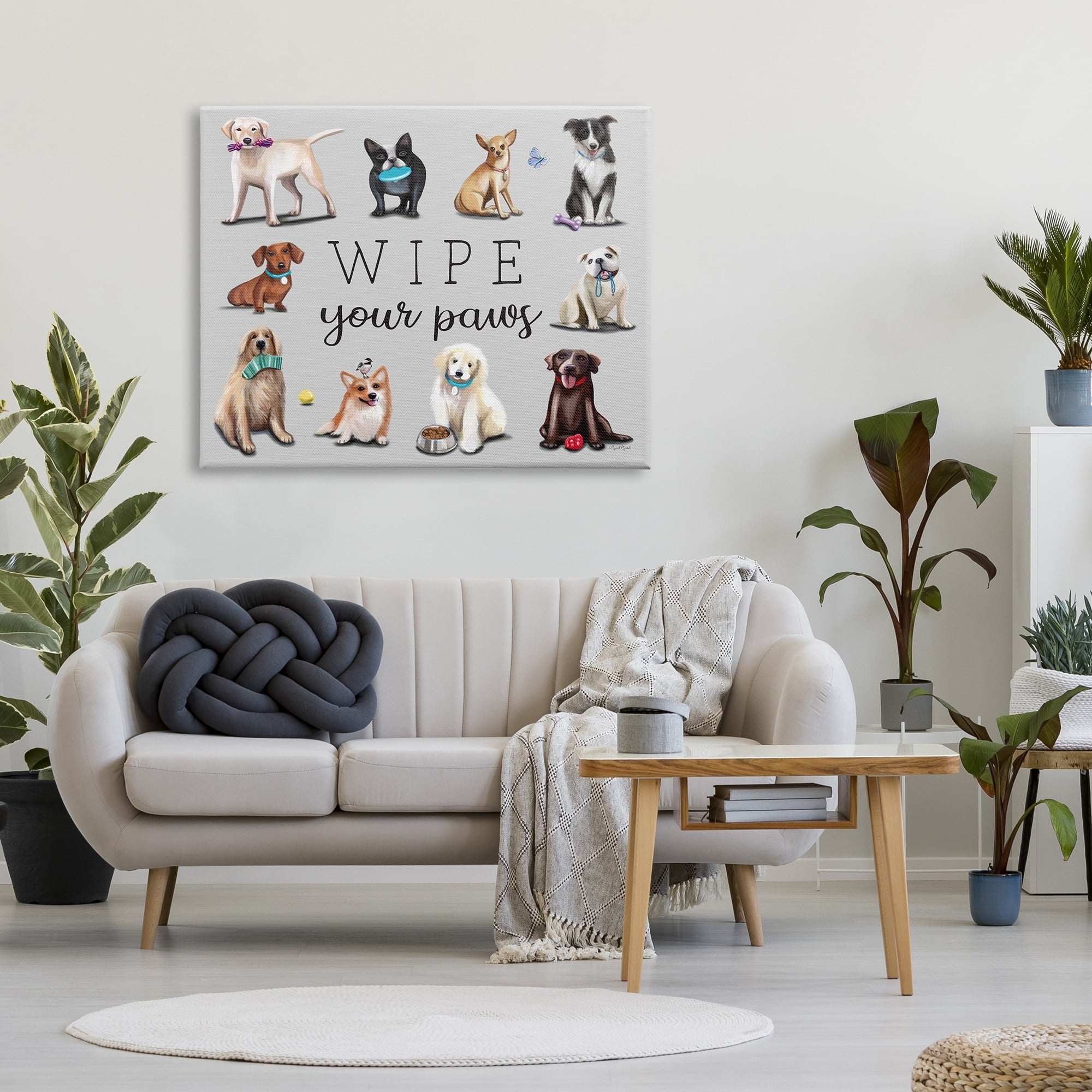 Stupell Wipe Your Paws Pet Dog Phrase Animals & Insects Painting Gallery Wrapped Canvas Print Wall Art