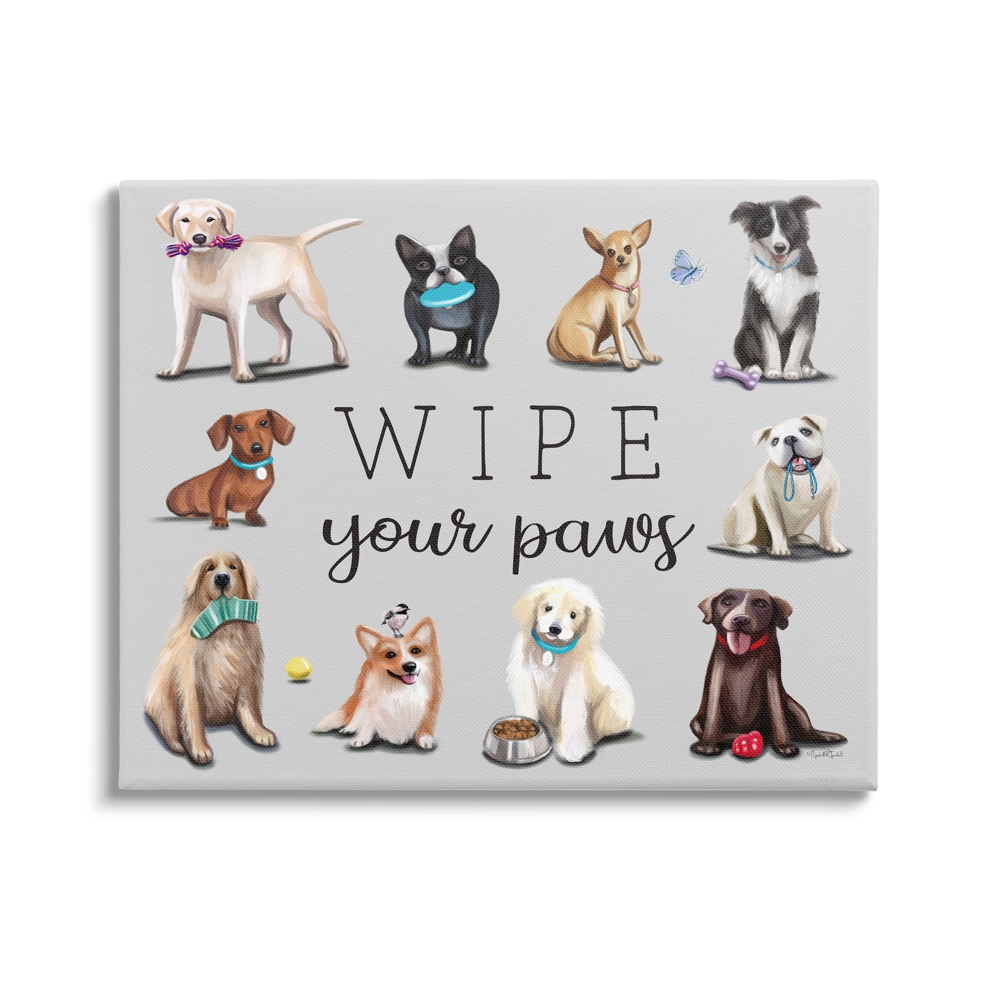 Stupell Wipe Your Paws Pet Dog Phrase Animals & Insects Painting Gallery Wrapped Canvas Print Wall Art