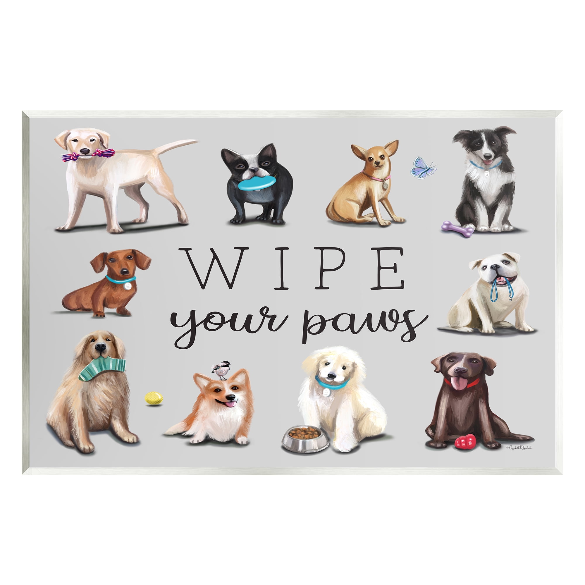 Stupell Wipe Your Paws Pet Dog Phrase Animals & Insects Painting Wall Plaque Unframed Art Print Wall Art