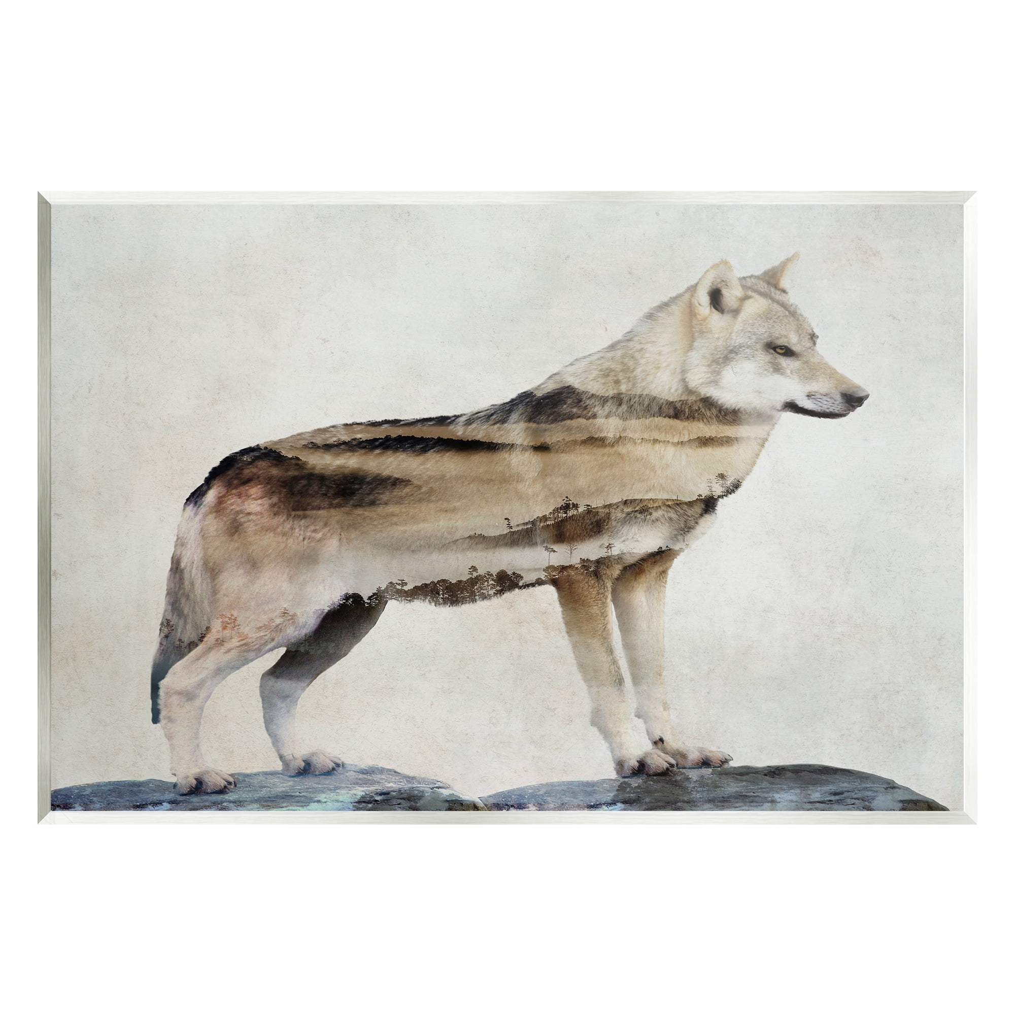 Stupell Wolf Silhouette Forest Nature Scenery Animals & Insects Painting Wall Plaque Unframed Art Print Wall Art