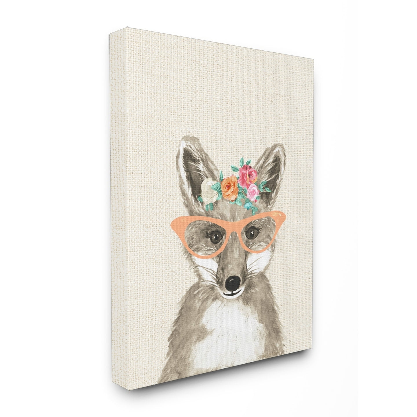 The Kids Room by Stupell Woodland Fox with Cat Eye Glasses XXL Stretched Canvas Wall Art, 30 x 1.5 x 40