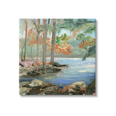 Stupell Woodland Creek Looming Trees Landscape Painting Gallery Wrapped Canvas Print Wall Art