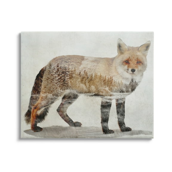 Stupell Woodland Nature Silhouette Fox Animals & Insects Painting Gallery Wrapped Canvas Print Wall Art