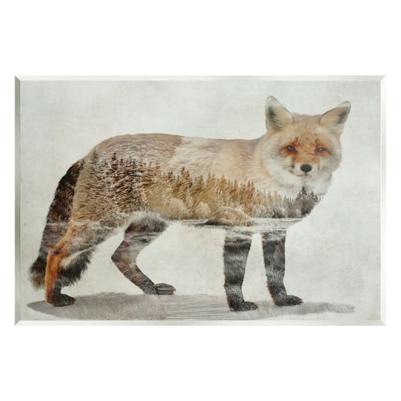 Stupell Woodland Nature Silhouette Fox Animals & Insects Painting Wall Plaque Unframed Art Print Wall Art