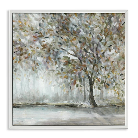 Woodland Nature Tree Painting White Framed Giclee Art, 24 x 24, Made In USA