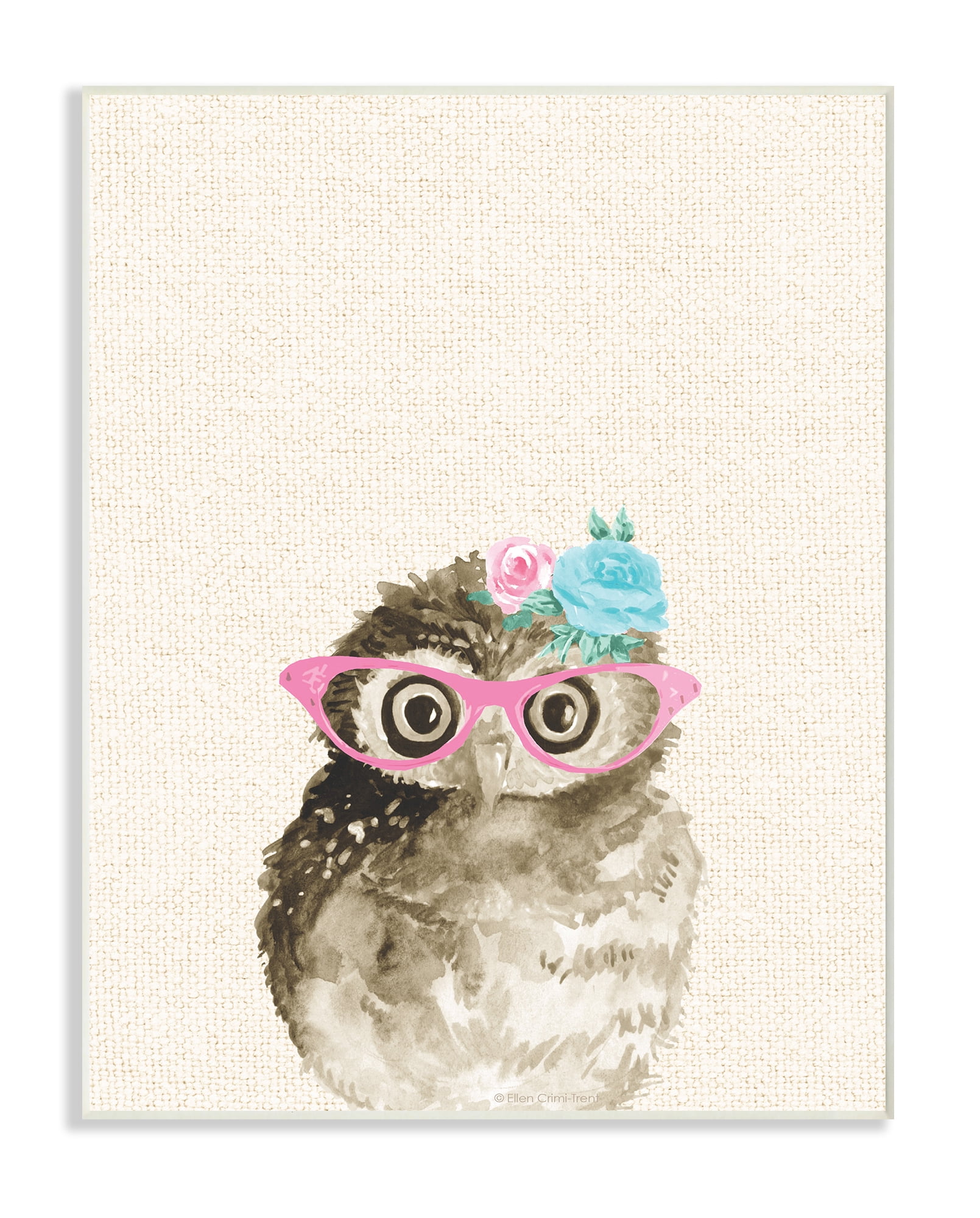 Stupell Woodland Owl with Cat Eye Glasses Wall Plaque Art