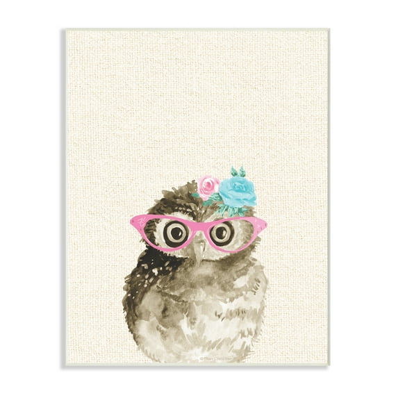 Stupell Woodland Owl with Cat Eye Glasses Wall Plaque Art