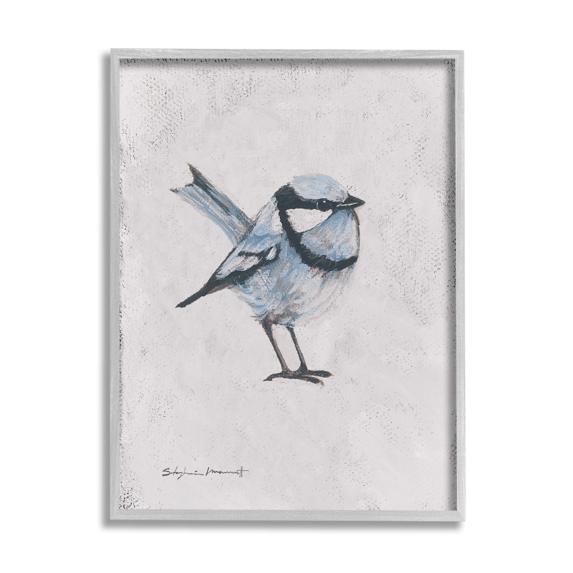 Stupell Wren Bird Animal Painting Animals & Insects Painting Gray Framed Art Print Wall Art