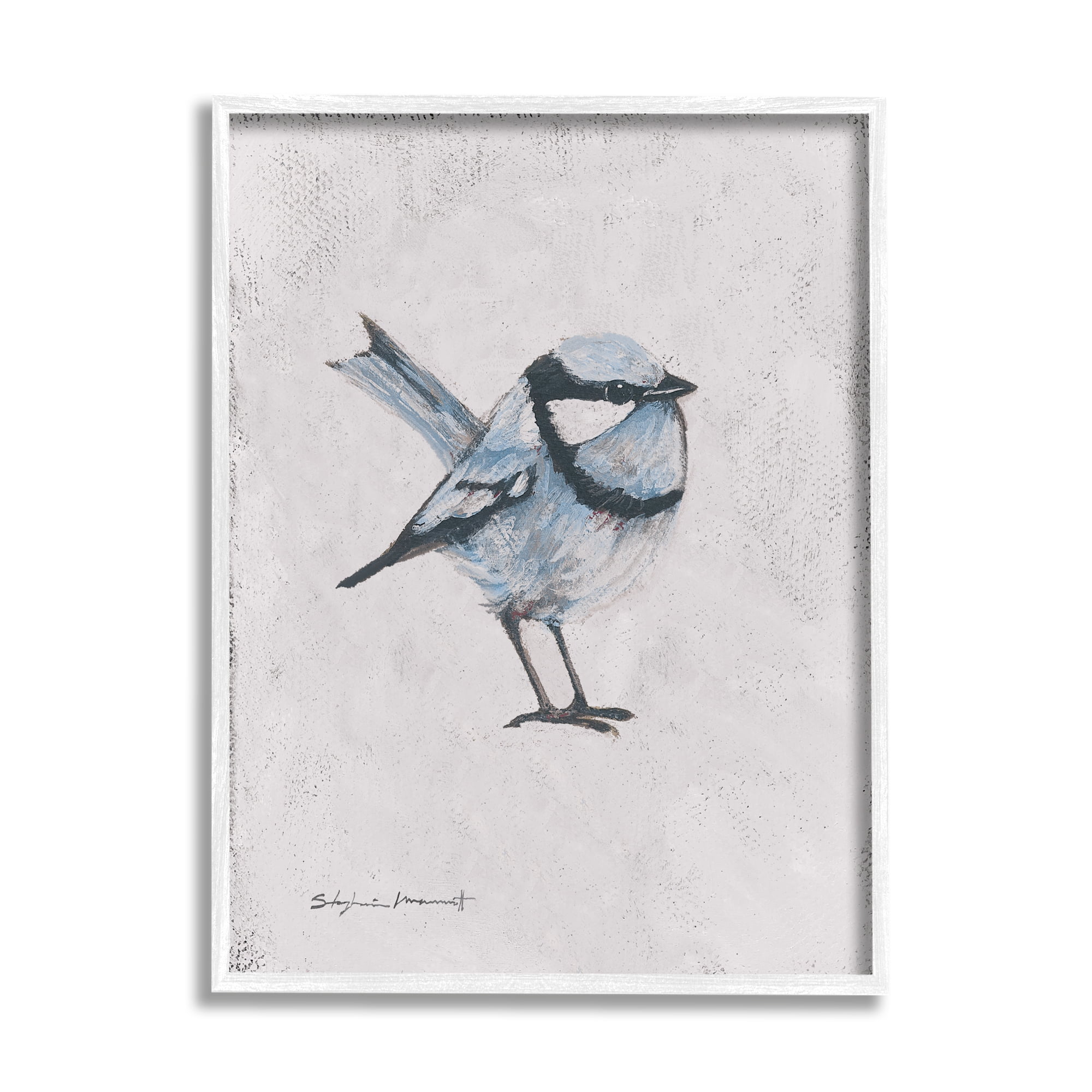 Stupell Wren Bird Animal Painting Animals & Insects Painting White Framed Art Print Wall Art