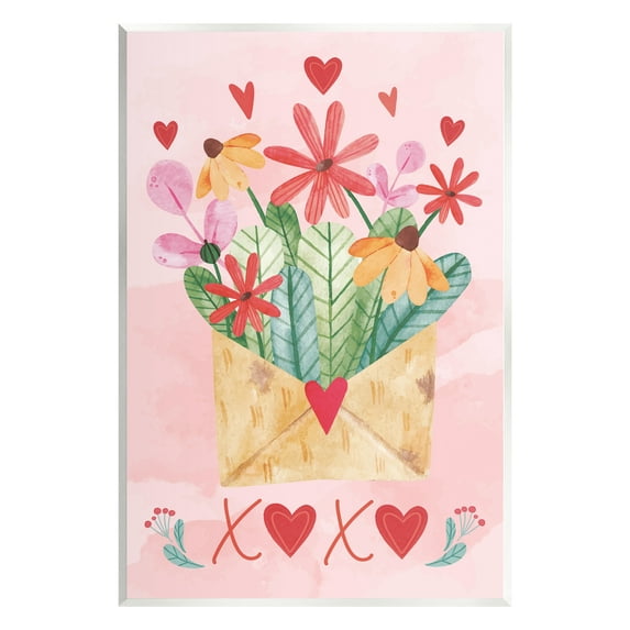 Stupell Xoxo Love Letter Floral Blooms Holiday Painting Wall Plaque Unframed Art Print Wall Art