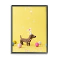 thumbnail image 1 of Stupell Yellow Dachshund Party Hat Dog Animals & Insects Photography Black Framed Art Print Wall Art, 1 of 7
