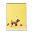 thumbnail image 1 of Stupell Yellow Dachshund Party Hat Dog Animals & Insects Photography White Framed Art Print Wall Art, 1 of 8