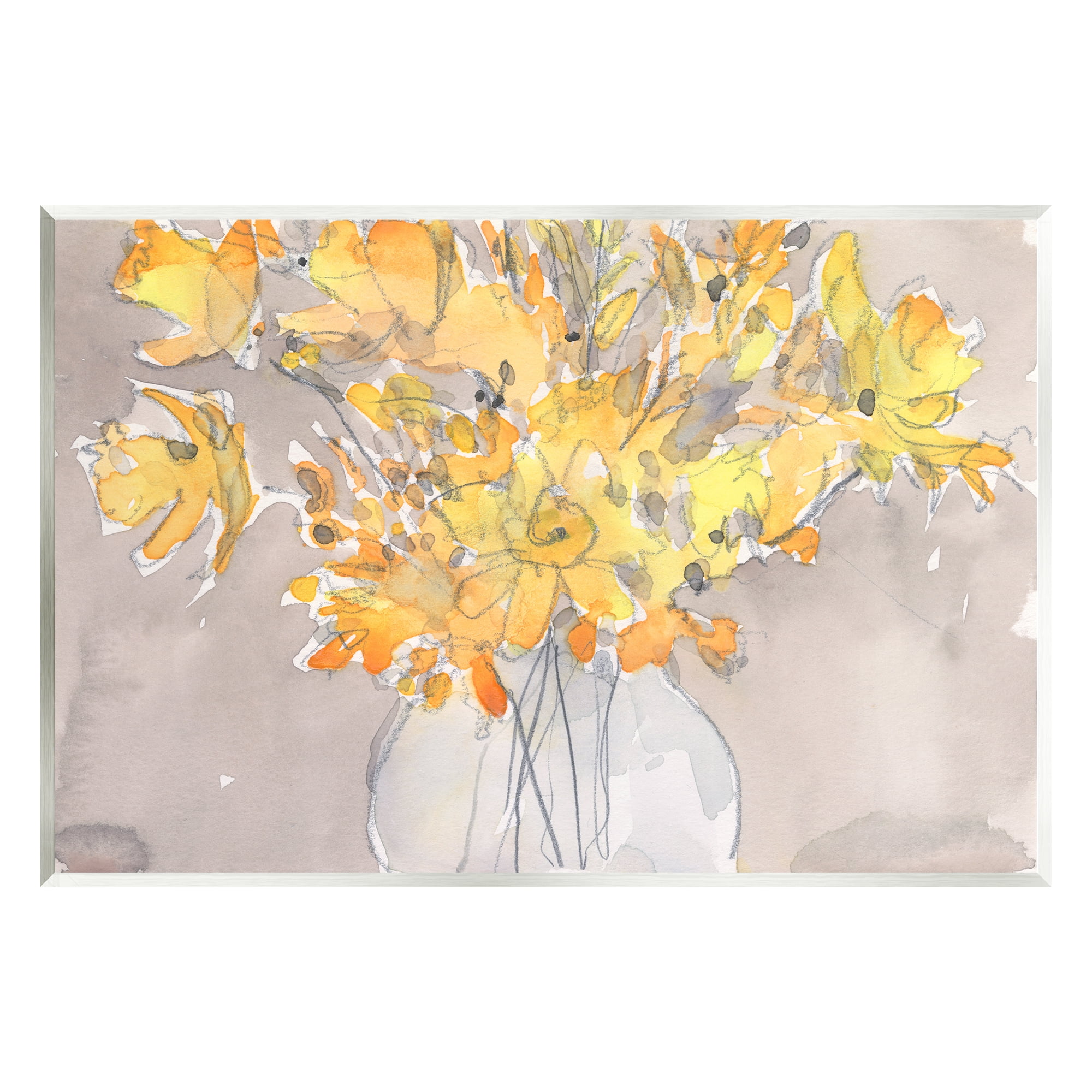 Stupell Yellow Scribble Style Bouquet Botanical & Floral Painting Wall Plaque Unframed Art Print Wall Art