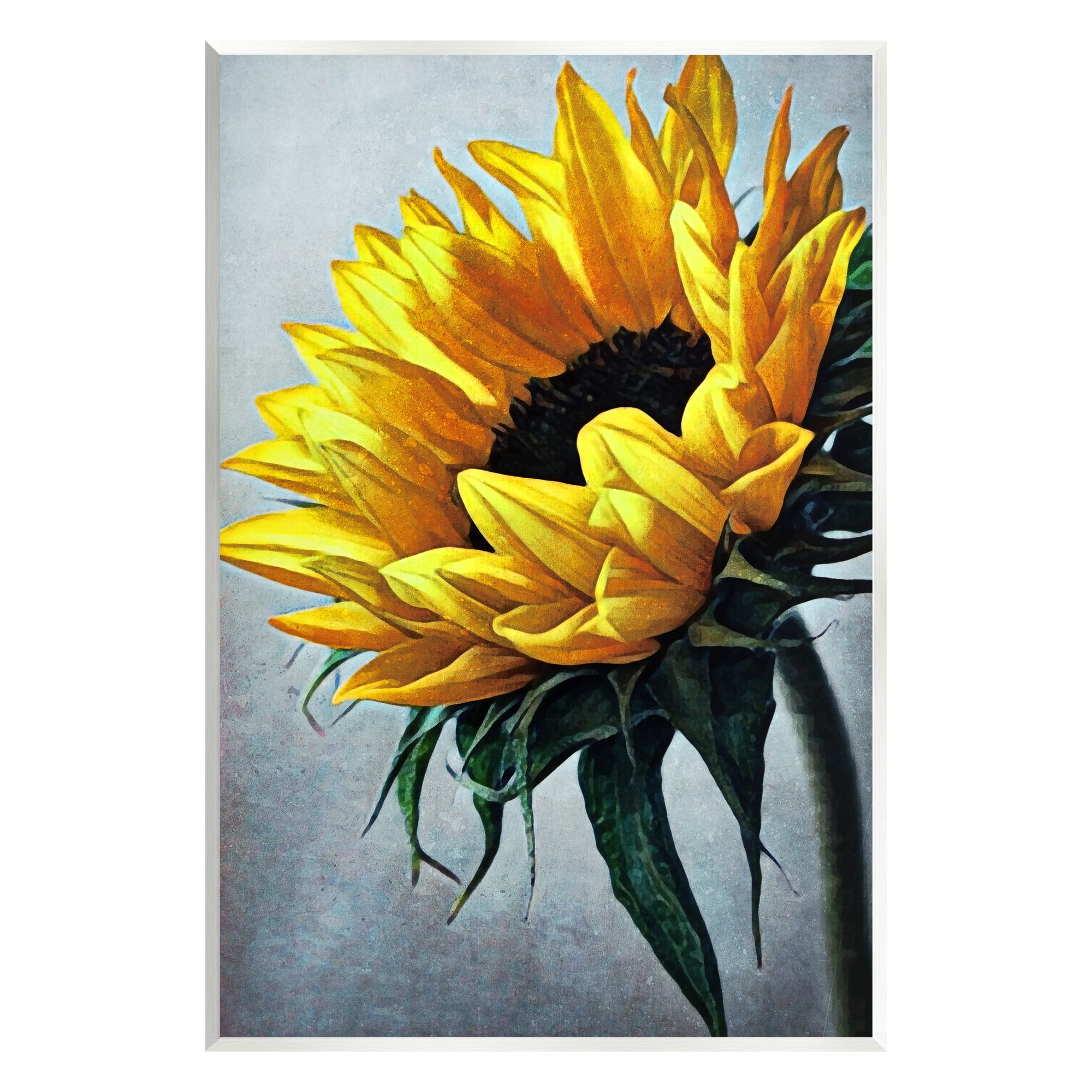 Stupell Yellow Sunflower Blossom Close Up Botanical & Floral Painting Wall Plaque Unframed Art Print Wall Art