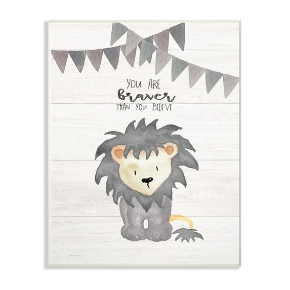 Stupell You Are Braver Lion Wall Art wood plaque - 13 x 19