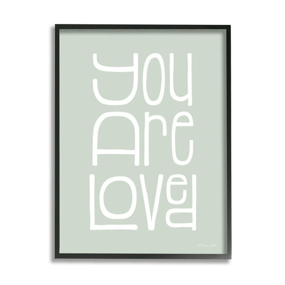 Stupell You Are Loved Casual Phrase Inspirational Painting Black Framed Art Print Wall Art