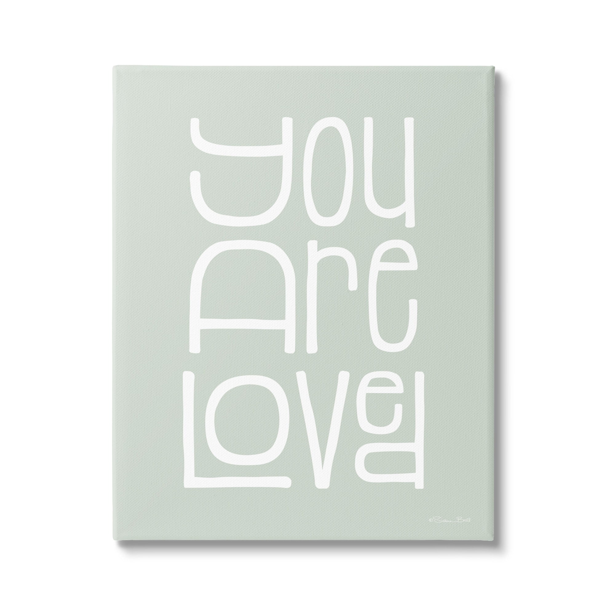 You Are Loved Inspirational Quote Canvas in Light Green