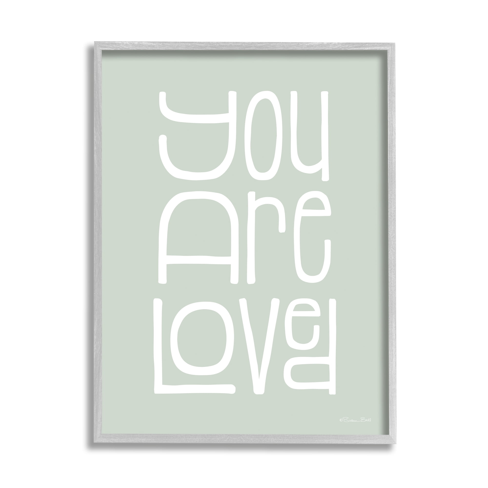 Stupell You Are Loved Casual Phrase Inspirational Painting Gray Framed Art Print Wall Art