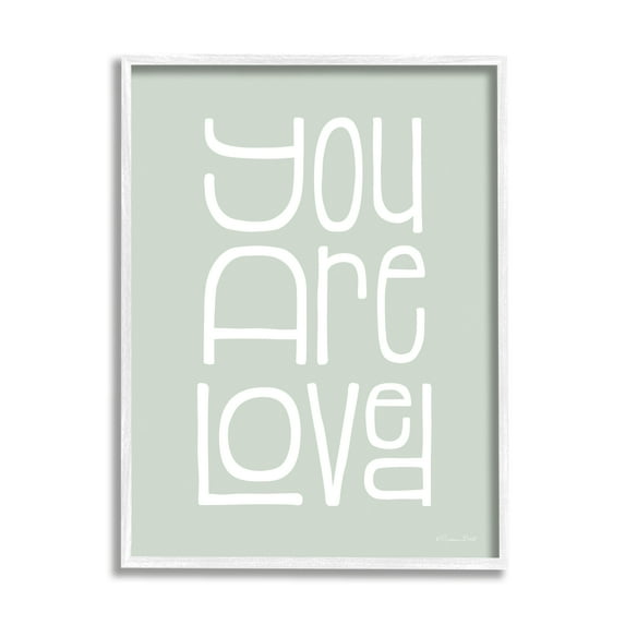Stupell You Are Loved Casual Phrase Inspirational Painting White Framed Art Print Wall Art