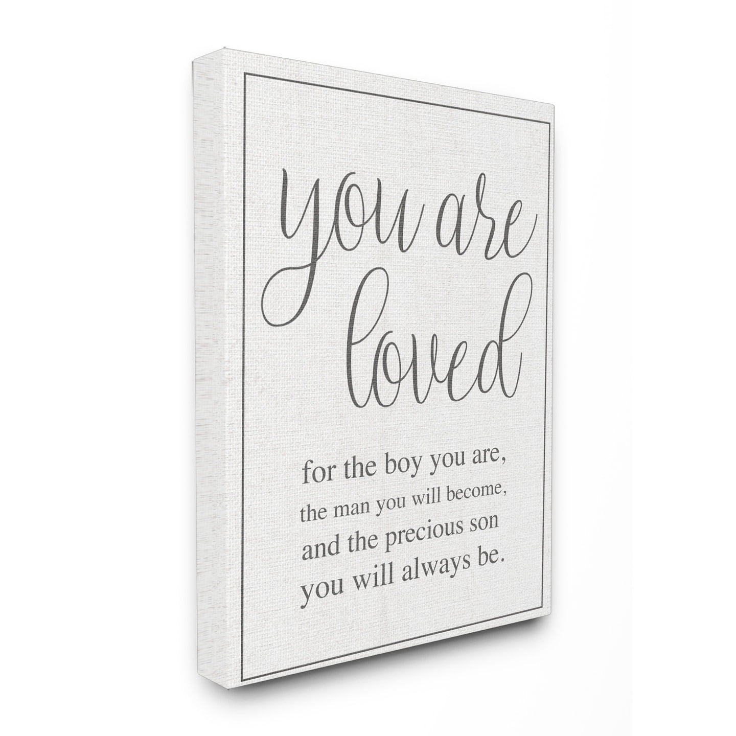 You Are Loved White Canvas Wall Art for Nursery