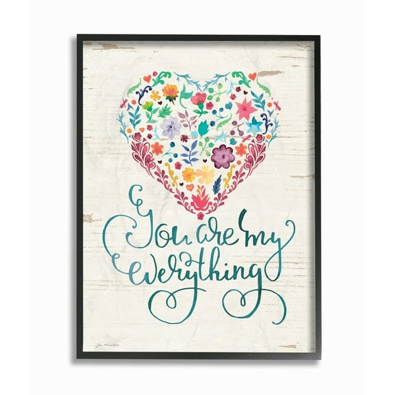 Stupell You Are My Everything Floral Heart Framed Wall Art 16 x 20