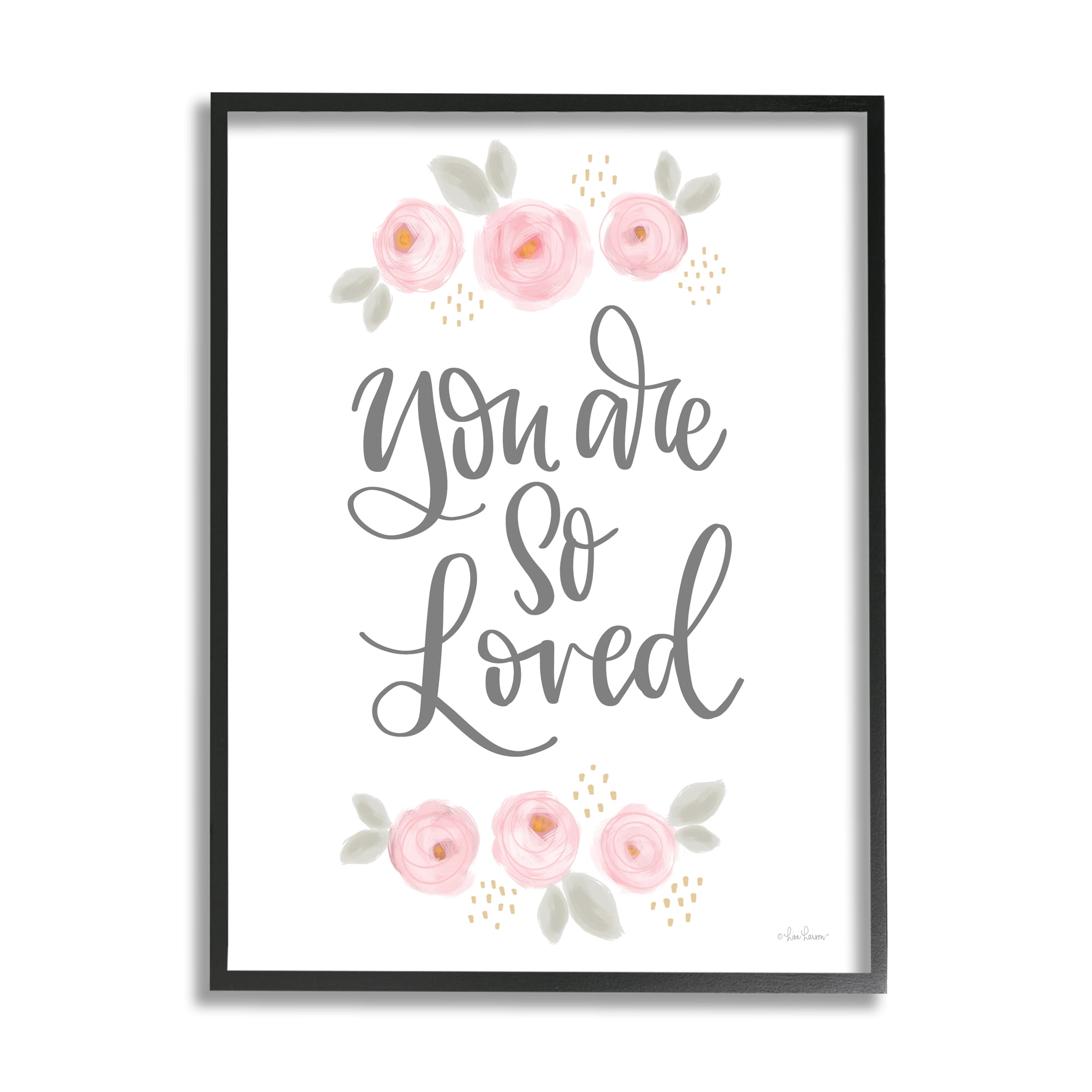Stupell You Are So Loved Blooming Peonies Botanical & Floral Painting Black Framed Art Print Wall Art