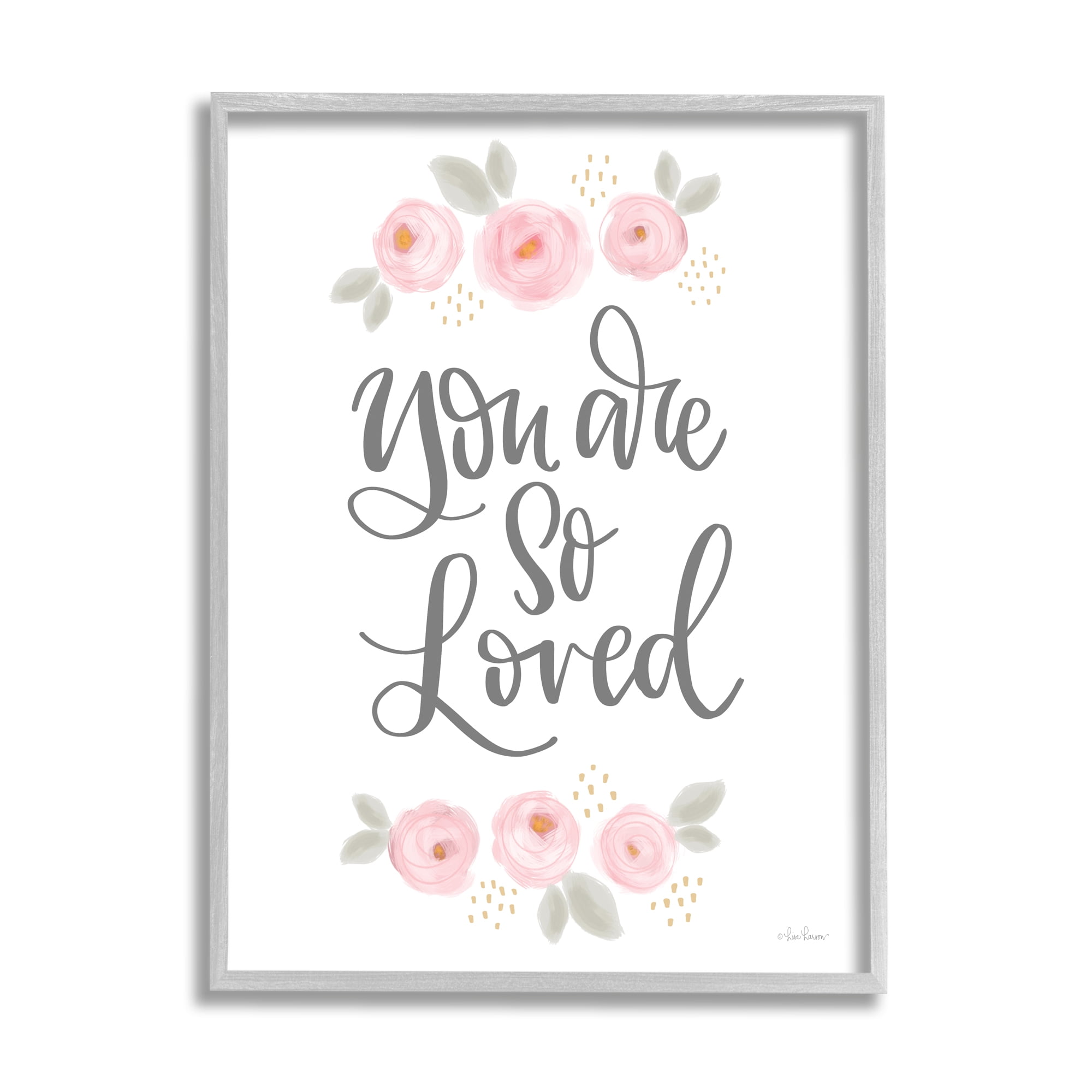 Stupell You Are So Loved Blooming Peonies Botanical & Floral Painting Gray Framed Art Print Wall Art