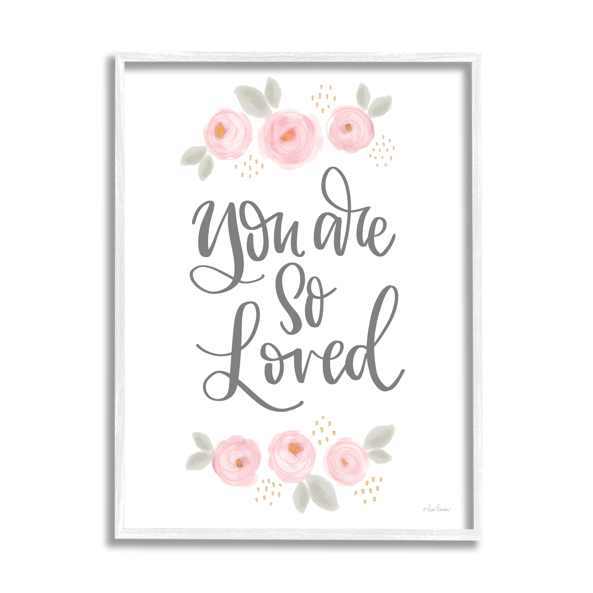 Stupell You Are So Loved Blooming Peonies Botanical & Floral Painting White Framed Art Print Wall Art