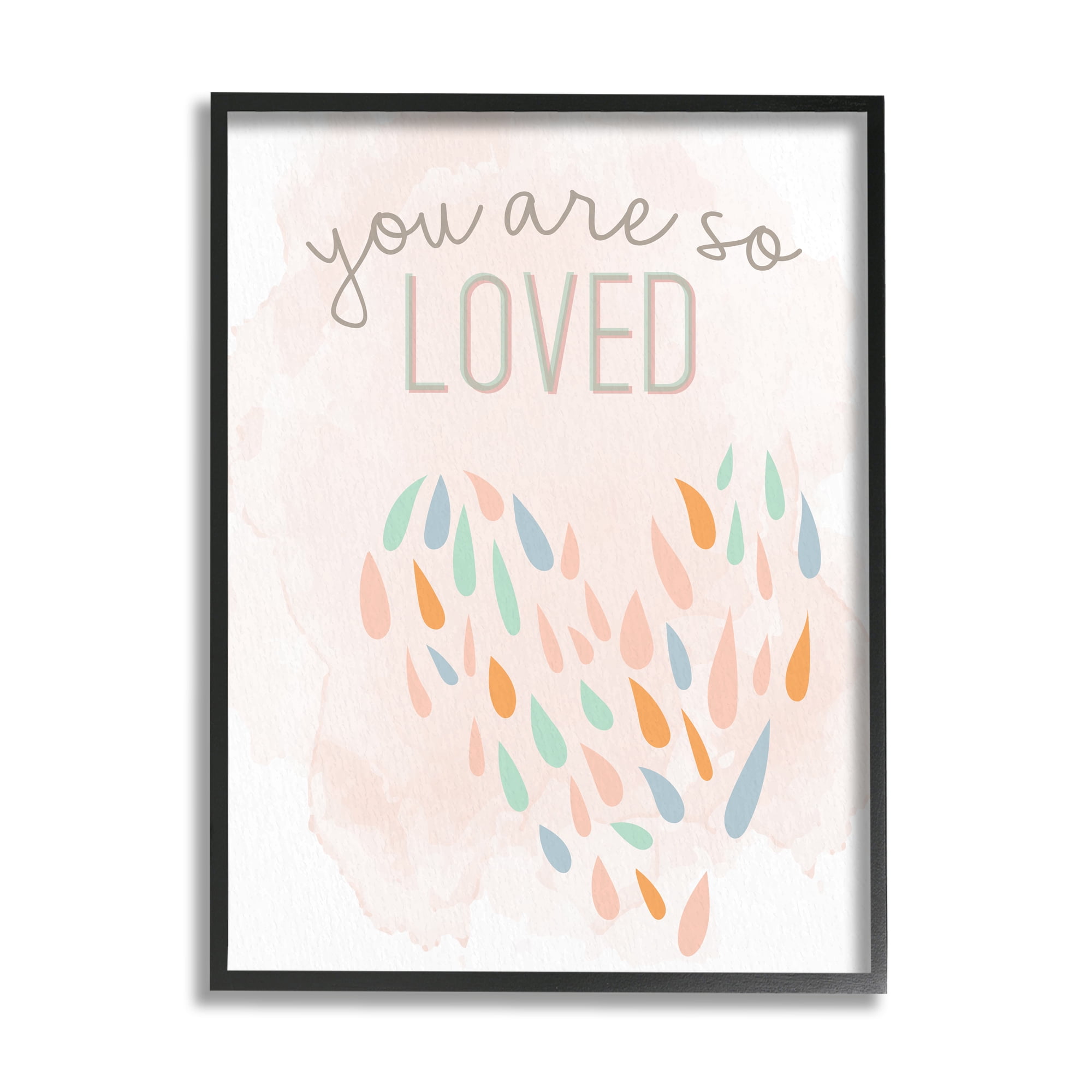 Stupell You Are So Loved Fun Heart Shape Inspirational Painting Black Framed Art Print Wall Art