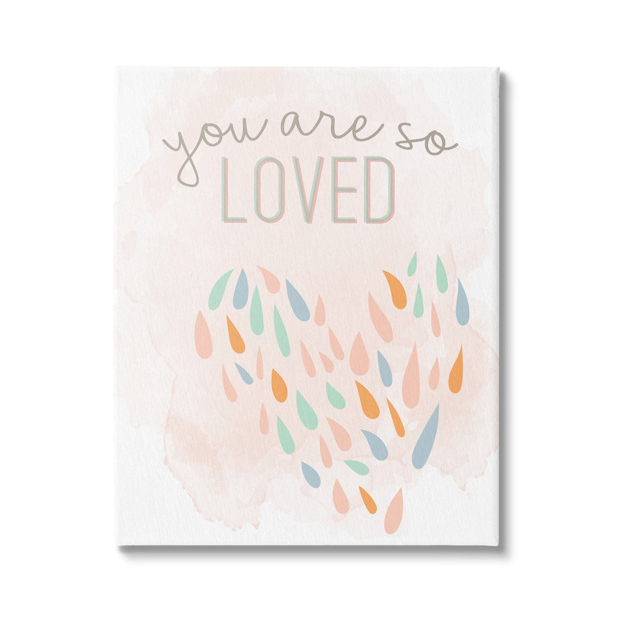 Stupell You Are So Loved Fun Heart Shape Inspirational Painting Gallery Wrapped Canvas Print Wall Art