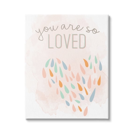 Stupell You Are So Loved Fun Heart Shape Inspirational Painting Gallery Wrapped Canvas Print Wall Art
