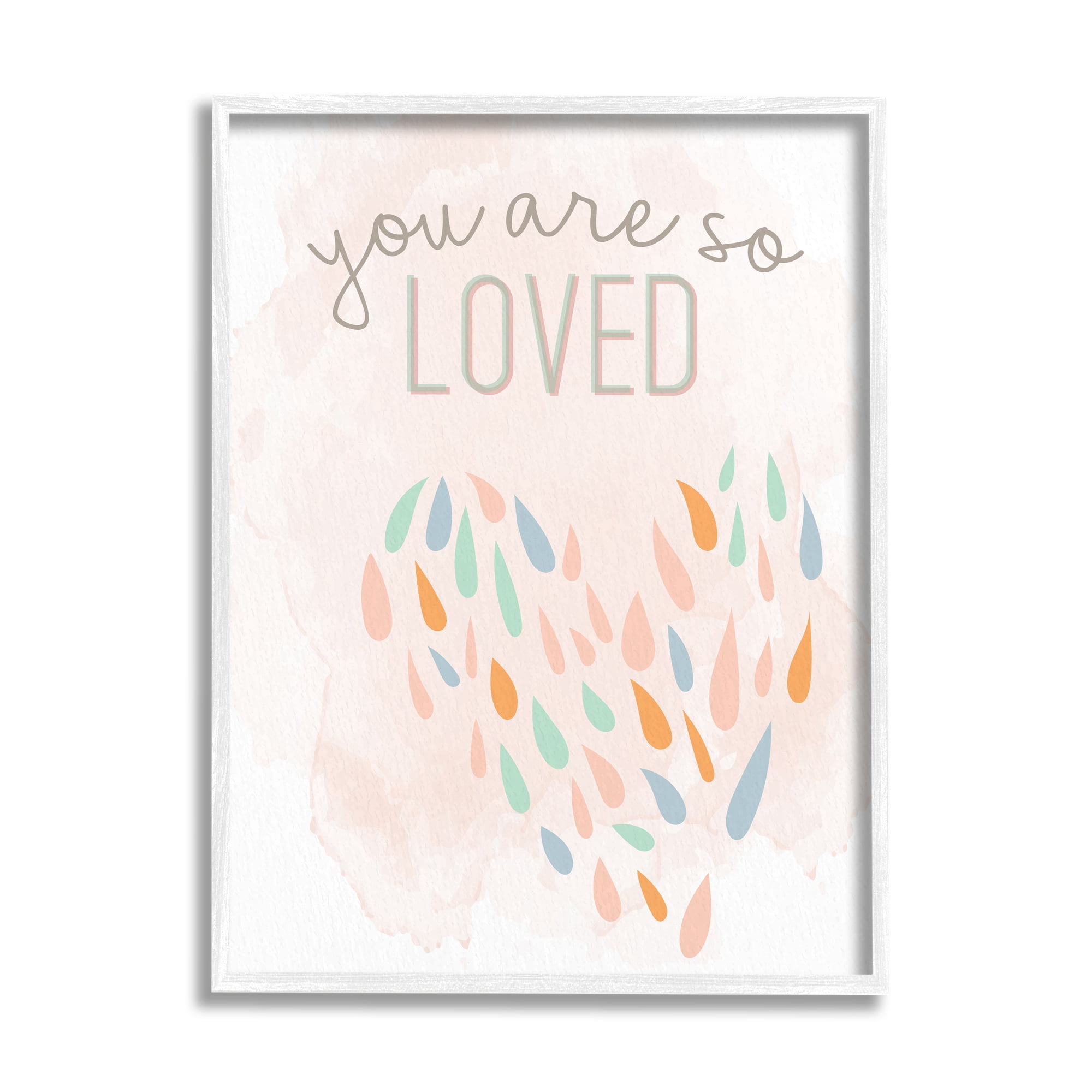 Stupell You Are So Loved Fun Heart Shape Inspirational Painting White Framed Art Print Wall Art