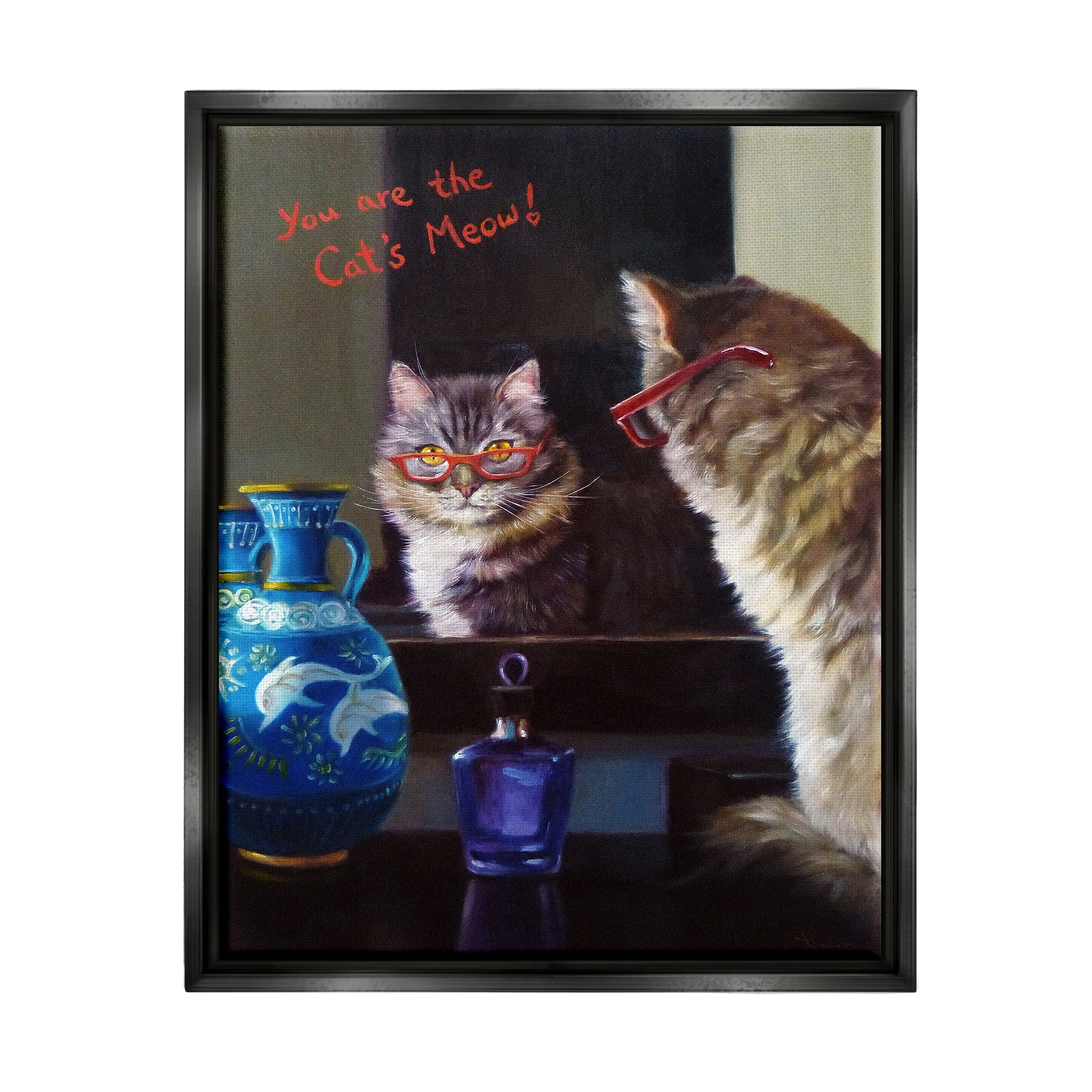 Stupell You Are The Cat's Meow Animal Mirror Animals & Insects Painting Black Floater Framed Art Print Wall Art