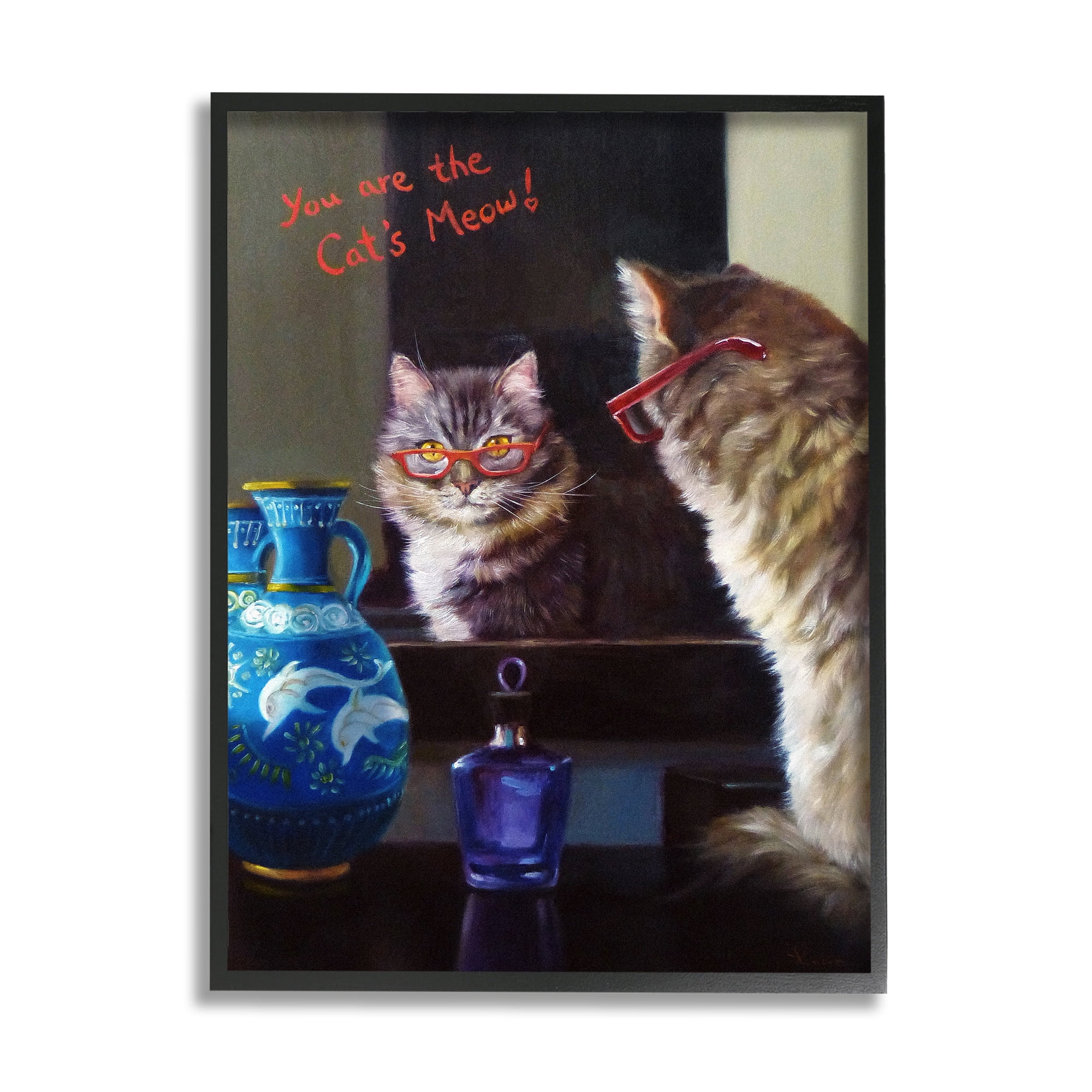 Stupell You Are The Cat's Meow Animal Mirror Animals & Insects Painting Black Framed Art Print Wall Art