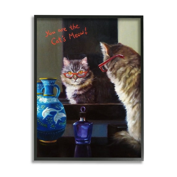 Stupell You Are The Cat's Meow Animal Mirror Animals & Insects Painting Black Framed Art Print Wall Art