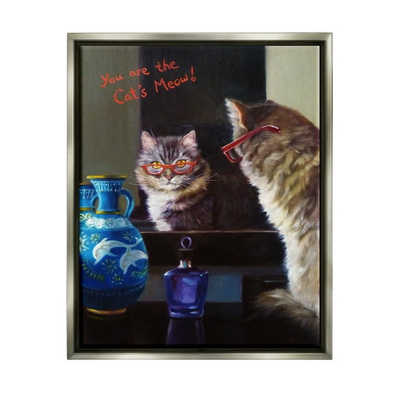 Stupell You Are The Cat's Meow Animal Mirror Animals & Insects Painting Gray Floater Framed Art Print Wall Art
