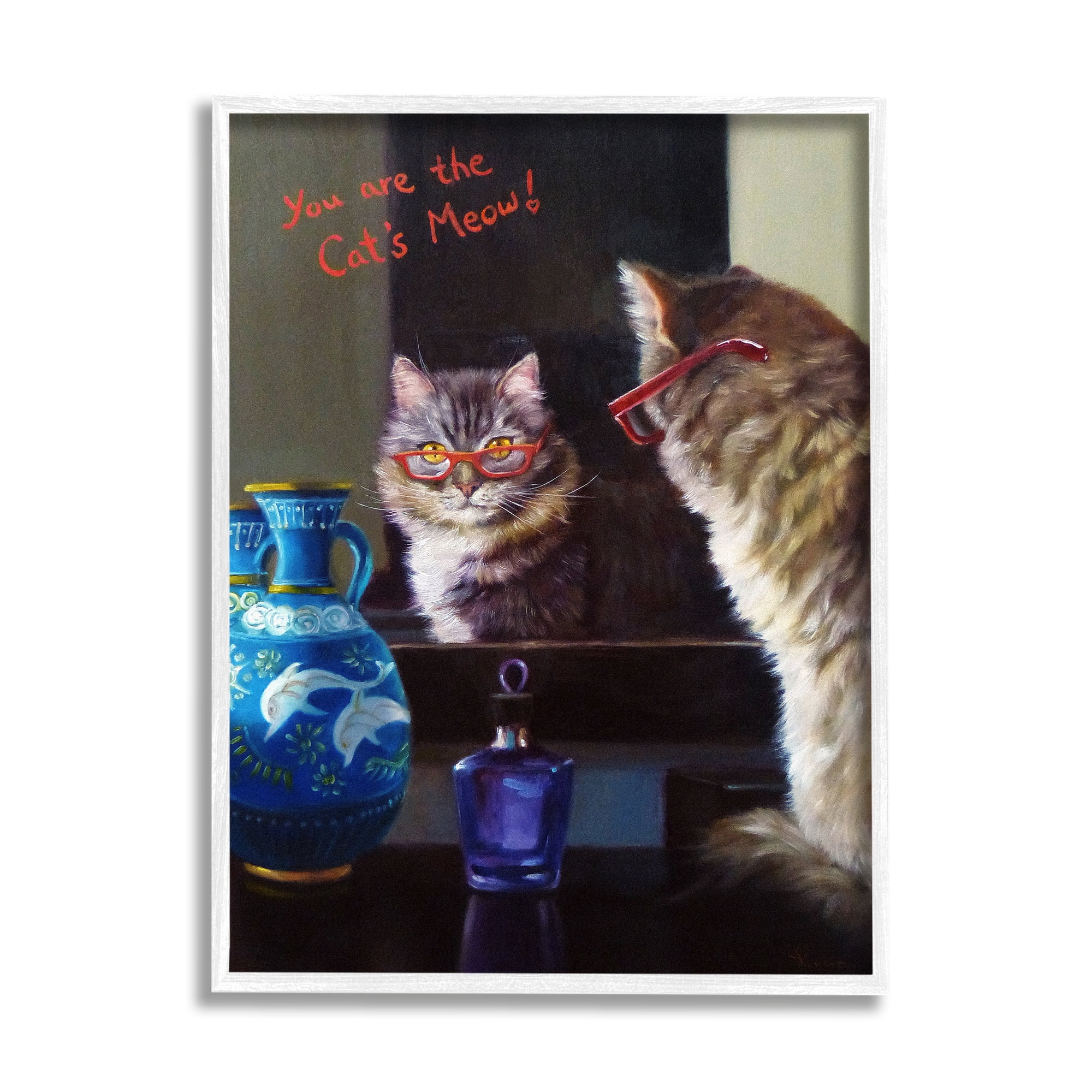 Stupell You Are The Cat's Meow Animal Mirror Animals & Insects Painting White Framed Art Print Wall Art
