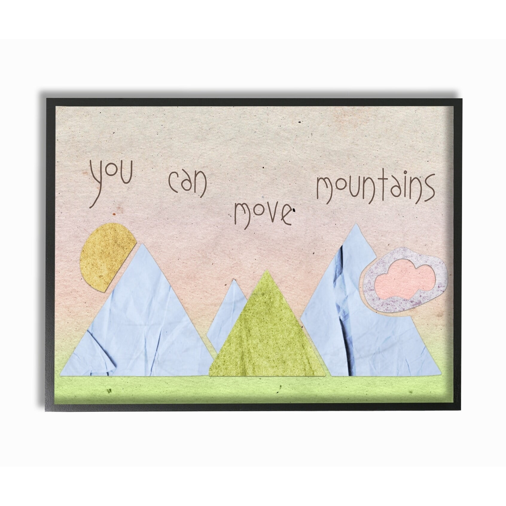 Stupell You Can Move Mountains Collage Pink Framed Giclee Texturized Art 11 x 14