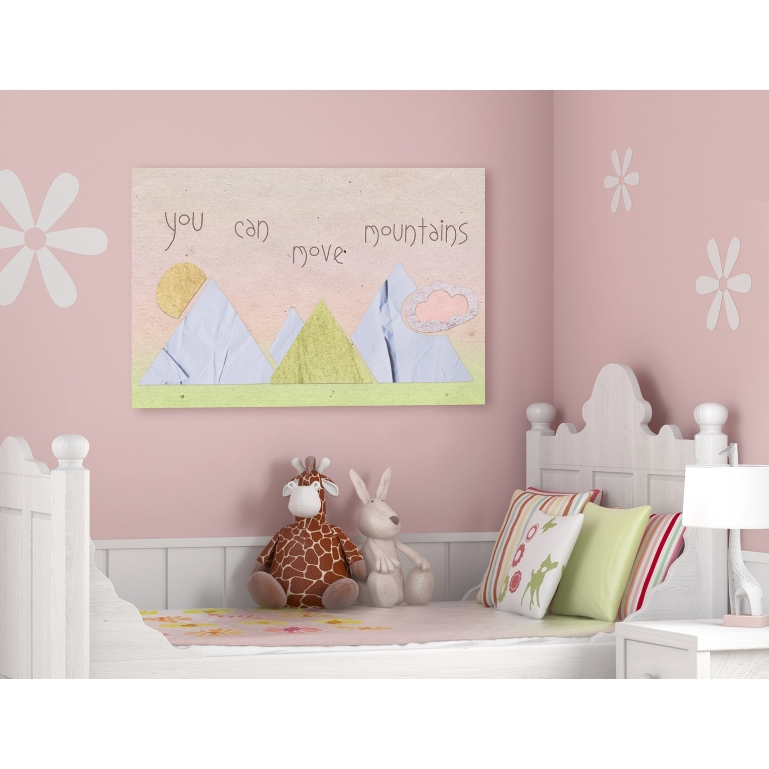 Stupell You Can Move Mountains Collage Pink Stretched Canvas Wall Art 16 x 20